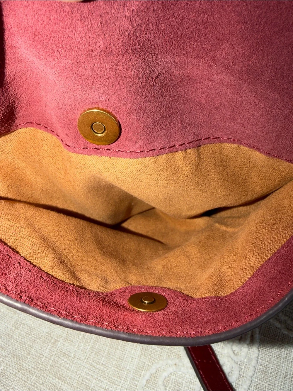 American Leather Co Auburn Suede w/Leather Strap/Handles & Trim Satchel.